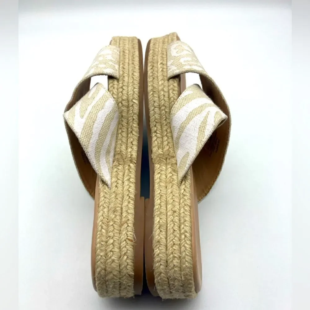 Lucky & Brand Gayte Animal Print Espadrille Sandals Size 6M/36,5 Made in Brazil